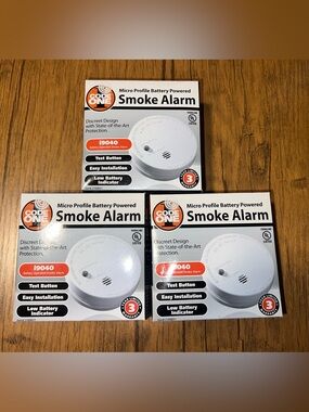 3pk CODE ONE Smoke Alarm i9040 Micro Profile Battery Powered - NWT